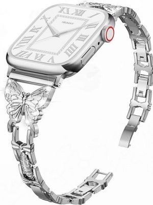 Leway Smartwatch-Armband "Schmetterlings band Kompatibel mit Apple Watch Armband 38mm 40mm 41mm iWatch SE Series 7 6 5 4 3 2 1, Damen Fancy Schmuck Elegant Metall Edelstahl Bling Diamant Glänzend, 38 40 41mm"