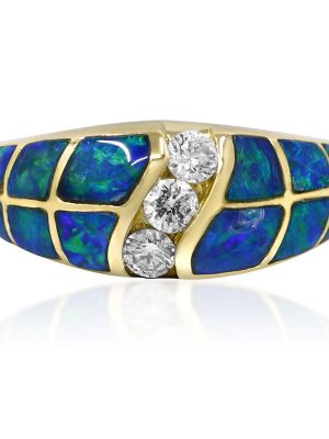 Lightning Ridge-Schwarzer Opal-Goldring (CIRARI)