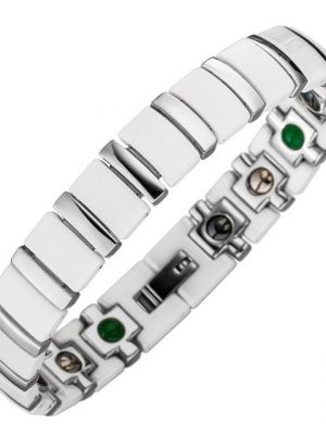 Lunavit Armband "Lunavit Magnet Armband Titan Jade silber-weiß"