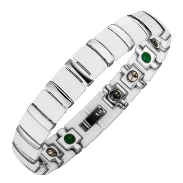Lunavit Armband "Lunavit Magnet Armband Titan Jade silber-weiß"
