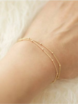 MAVURA Armband "Doppelarmband Doppel Armband Mini Kugel Damen Armkette Armschmuck Doppelkette Armkettchen Gold"