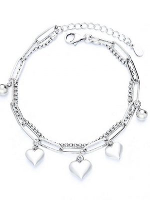 MKING Bettelarmband "Armband, S925-Sterlingsilber, japanisches und koreanisches kleines, frisches und süßes Allgleiches kleines Kugel-Armband mit dreidimensionalem kleinen Liebesanhänger"