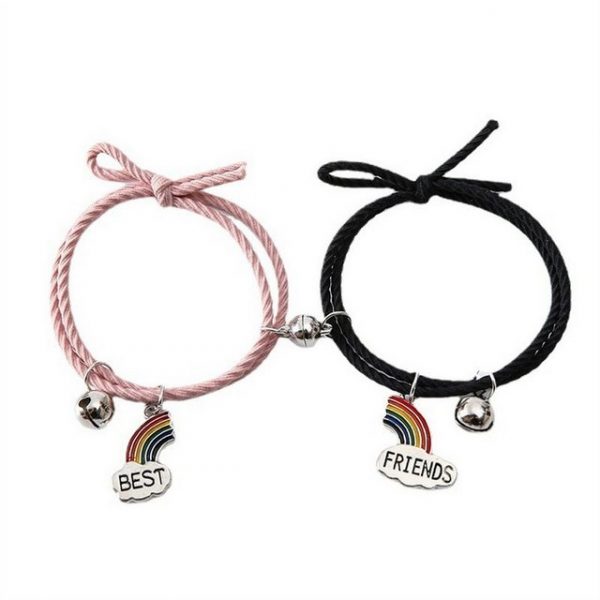 MÖÖNFE Armband Set "1 Paar Freundschaftsarmbänder, Regenbogenmagnet-Phase aus Edelstahl"