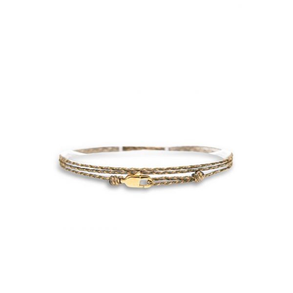 Made by Nami Armband "Karabiner Wickelarmband - Grün-Beige Gold" (Einzelartikel)