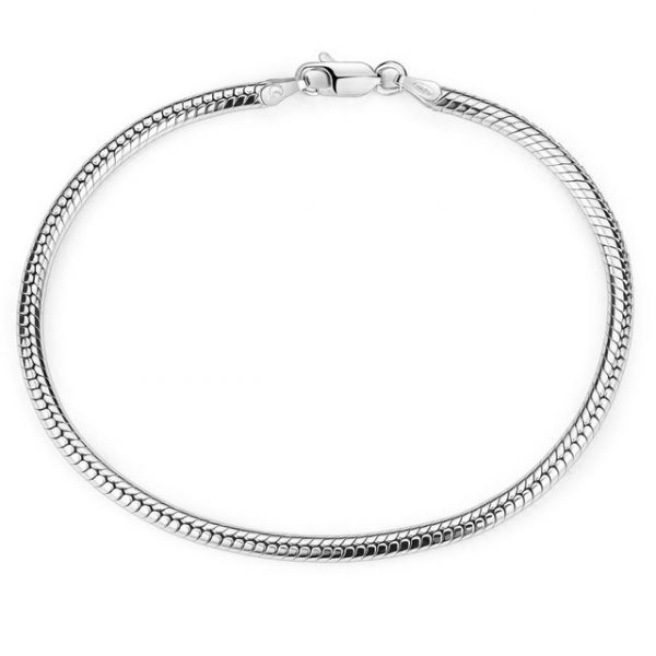Materia Armband "Damen Herren Silber Schlangenkette Beads-Armband SA-7", 925 Sterling Silber, rhodiniert