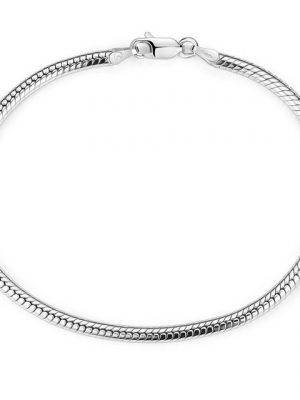 Materia Armband "Damen Herren Silber Schlangenkette Beads-Armband SA-7", 925 Sterling Silber, rhodiniert
