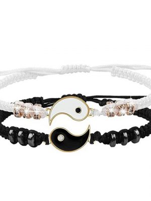 Mmgoqqt Armbandage "2 Matching Yin Yang Verstellbare Schnur Armband Freundschaft Beziehung Freund Freundin Valentinstag Bester Freund Armbander mit Geschenkkarte"