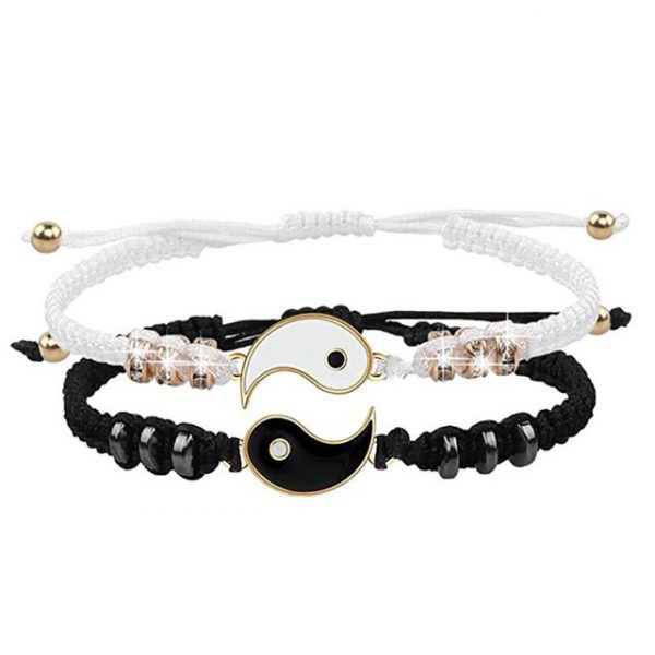 Mmgoqqt Armbandage "2 Matching Yin Yang Verstellbare Schnur Armband Freundschaft Beziehung Freund Freundin Valentinstag Bester Freund Armbander mit Geschenkkarte"