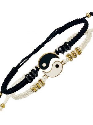 Mmgoqqt Charm-Armband "2 Matching Yin Yang Verstellbare Schnur Armband Freundschaft Beziehung Freund Freundin Valentinstag Bester Freund Armbander mit Geschenkkarte"