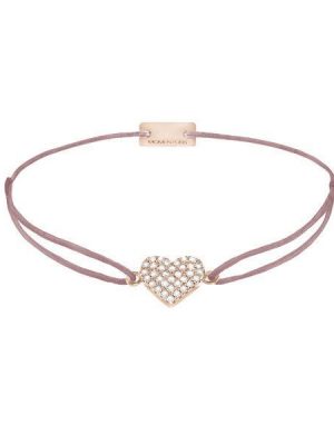 Momentoss Filo Armband - Herz Rosé - 21203643 925 Silber vergoldet, Textil, Zirkonia braun