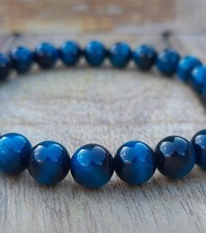 NAHLE Armband "Naturstein Perlenarmband Tigerauge" (1-tlg), mit blauem Tigerauge