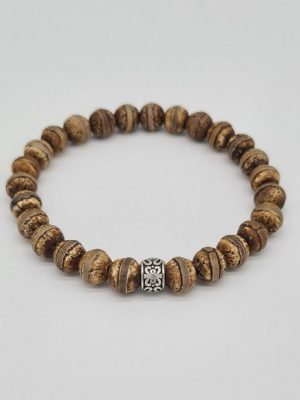 NAHLE Perlenarmband "Tibet Achat Naturstein Armband" (1-tlg), handmade, dehnbares Band, made in Germany - Wunschgröße möglich 15cm-25cm
