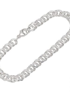 NKlaus Silberarmband "Armband 925 Silber diamantiert 19cm Garibaldi Kett" (1 Stück), Made in Germany