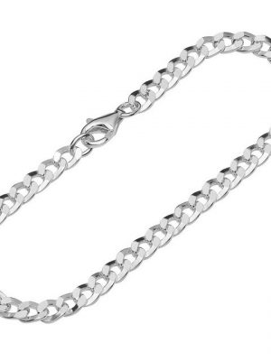 NKlaus Silberarmband "Armband 925 Silber diamantiert 19cm Panzerkette fl" (1 Stück), Made in Germany