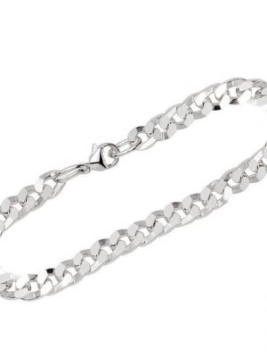 NKlaus Silberarmband "Armband 925 Silber diamantiert 22cm Panzerkette fl" (1 Stück), Made in Germany