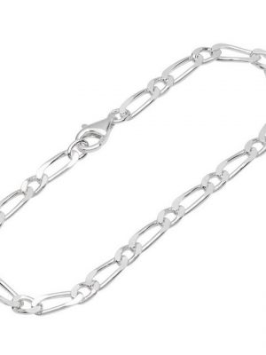 NKlaus Silberarmband "Armband 925 Sterling Silber 19cm Figaro Panzerkett" (1 Stück), Made in Germany