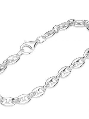 NKlaus Silberarmband "Armband 925 Sterling Silber 19cm Kaffeebohnen Kett" (1 Stück), Made in Germany