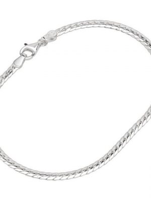 NKlaus Silberarmband "Armband 925 Sterling Silber 19cm Panzerkette flach" (1 Stück), Made in Germany