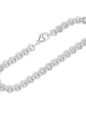 NKlaus Silberarmband "Armband 925 Sterling Silber 19cm Zwillingsankerket" (1 Stück), Made in Germany