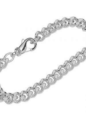 NKlaus Silberarmband "Armband 925 Sterling Silber 22cm Panzerkette 2 fac" (1 Stück), Made in Germany