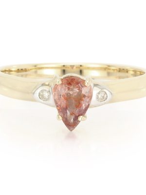 Nicht erhitzter Padparadscha-Saphir-Goldring