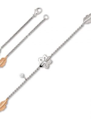 ONE ELEMENT Silberarmband "Zirkonia Feder & Blume Armband aus 925 Silber 19 cm", Feder & Blume