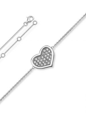 ONE ELEMENT Silberarmband "Zirkonia Herz Armband aus 925 Silber 18 cm", Herz