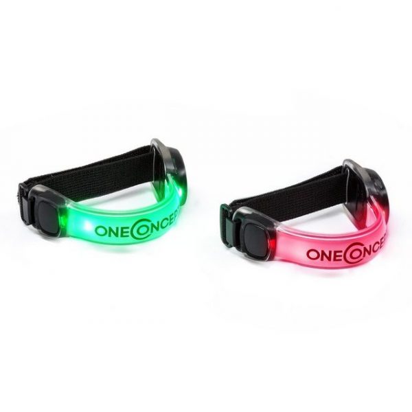 ONECONCEPT Armband "LED-Armband 2er-Set Silikon Klettverschluss Batterie wechselbar Stretchband" (Set)