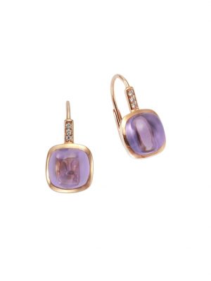 Ohrhänger 585/- Rotgold Amethyst Brillant 585/- Gold Amethyst lila 1,8cm Glänzend 0,03ct Orolino Rot
