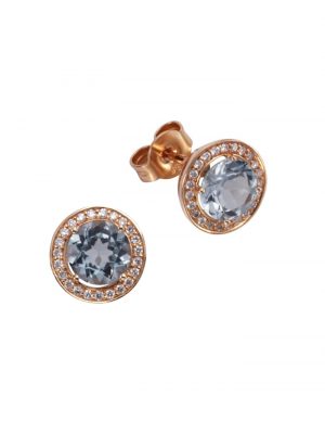 Ohrstecker 585/- Rotgold Brillant Topas 585/- Gold Rauchquarz braun 1,25cm Glänzend 0,18ct Orolino Rot