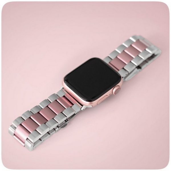PRECORN Smartwatch-Armband "Ersatzarmband silber/rosegold Armband Apple Watch 8/7/6/5/4/3/2/1/SE"
