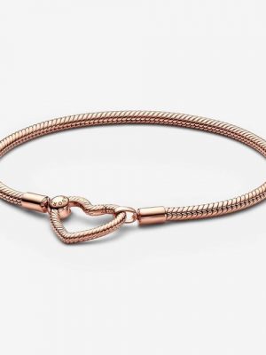 Pandora Armband "582257C00 Schlangen-Gliederarmband Moments Herzverschluss Roségold 17 cm"