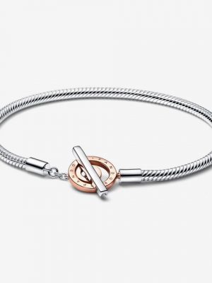 Pandora Armband "582309C00 Armband Signature Logo T-Verschluss Silber 14k Rosé 21 cm"