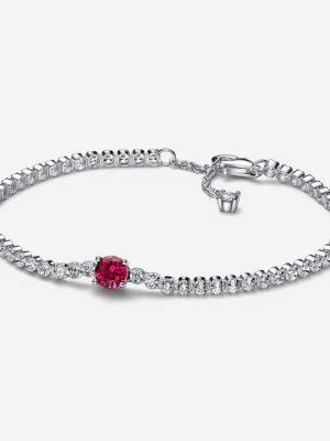 Pandora Armband "592403C01 Tennisarmband Damen Rotes Funkelndes Rundes Pavé Silber 18 cm"