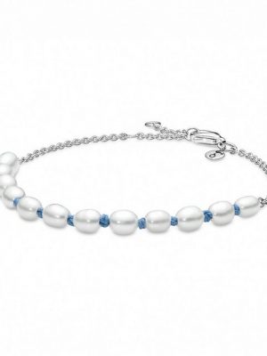 Pandora Armband "Pandora Süßwasserzuchtperle Blaue Bandkette Armband 591689C01-20"