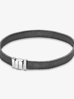 Pandora Armband "Reflexions 598400C00 Mesh-Armband Damen Sterling-Silber Schwarz 18 cm"