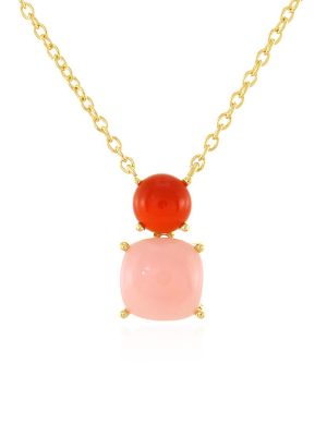 Pinkfarbener Opal-Silbercollier