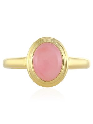 Pinkfarbener Opal-Silberring