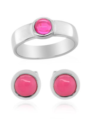 Pinkfarbener Opal-Silberset