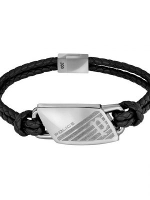 Police Lederarmband "Police PJ26559BLS/01 Armband Herren Matobo Schwarz Leder Edelstahl"