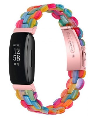 Resik Smartwatch-Armband "Armbänder Kompatibel mit Fitbit inspire/inspire hr/inspire 2,20mm Buntes Harzband Ersatz (Regenbogen)"