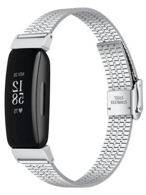 Resik Smartwatch-Armband "Edelstahlarmband Metall Uhrenarmband Ersatzarmband für Fitbit inspire 2/hr Wellington, Größe 5.5-7.8 Zoll Silber"