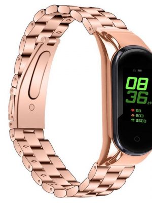 Resik Smartwatch-Armband "Geeignet für Xiaomi 3/4 Metallband mit Edelstahlband anstelle des Armbandes (Rose Gold)"