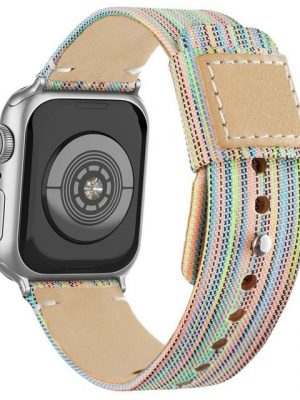 Resik Uhrenarmband "Kompatibel mit Apple Watch Armband, Ersatzarmband aus gewebtem Nylon mit Lederfutter und Schnappverschluss für iWatch Series 7/6/5/4/3/2/1"