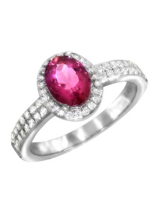 Ring 750/- Gold Turmalin pink Turmalin Glänzend 1,43ct. Creazione Bijoux Weiß