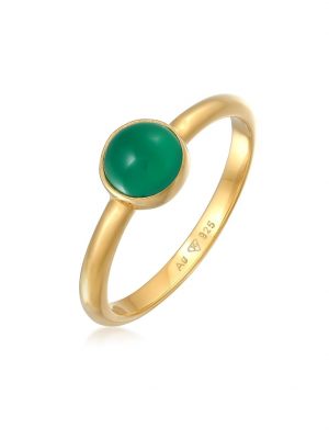 Ring Achat Edelstein Solitär 925 Silber Rhodiniert Elli Premium Gold