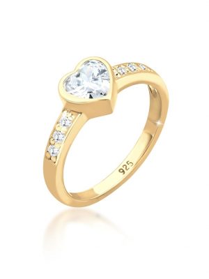 Ring Herz Symbol Verlobung Zirkonia 925 Sterling Silber Elli Gold
