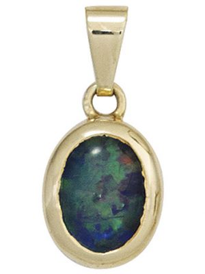 SIGO Anhänger oval 585 Gold Gelbgold 1 Opal-Triplette Goldanhänger