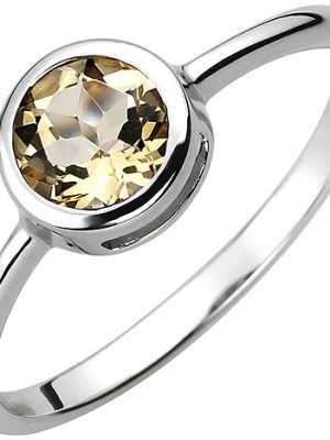 SIGO Damen Ring 925 Sterling Silber 1 Citrin gelb Silberring