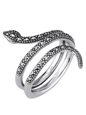 Schlangen-Ring - Schlange - mit Markasit in Silber 925 Esse Silber